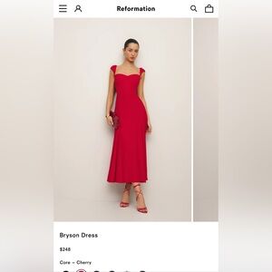 Bryson Dress from Reformation, a midi dress with short, cap sleeves